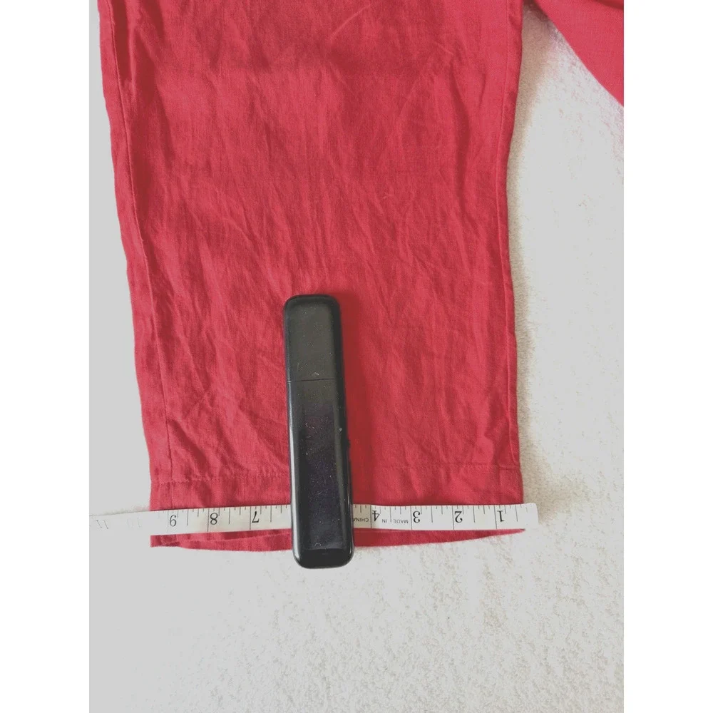 Everlane 100% Linen Short Sleeve Cropped Leg Jumpsuit in Tomato red Size 12